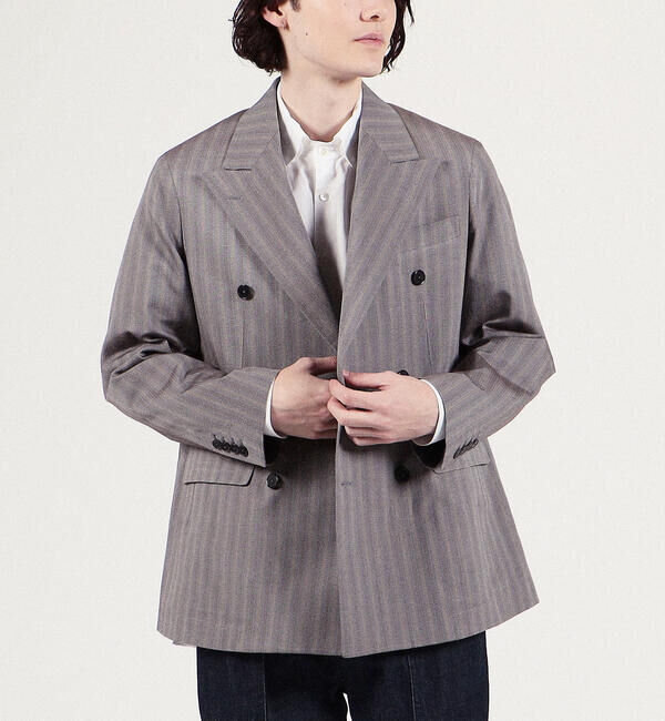 TOMORROWLAND MENS「シルクコットン ヘリンボーン ダブルブレステッド6Bジャケット」|テーラードジャケット|