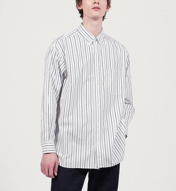 TOMORROWLAND MENS「コットンブロード ストライプ ボタンダウンシャツ」|シャツ・ブラウス|