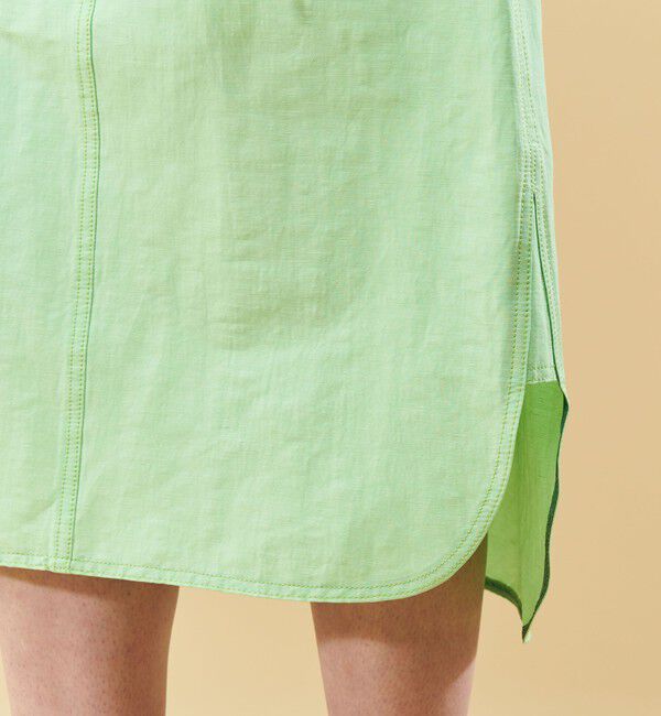 DES PRES「リネンナイロンストレッチ トラペーズスカート」|台形|