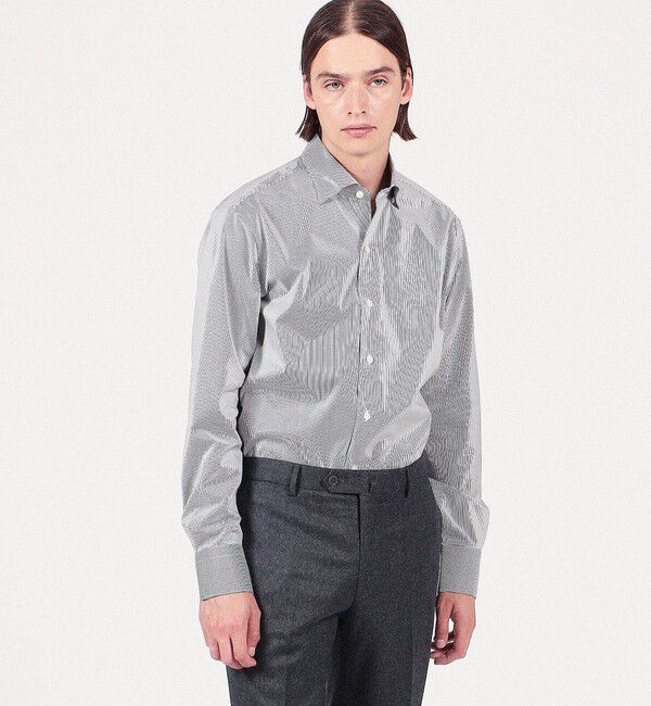 TOMORROWLAND MENS「140/2ストレッチブロード ループボタンダウンドレスシャツ」|シャツ・ブラウス|