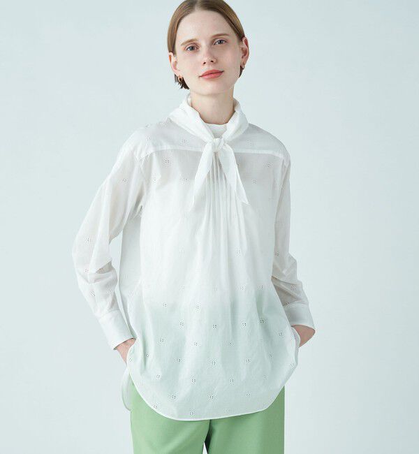 Ballsey「Bモチーフエンブロイダリー スタンドカラーブラウス」|シャツ・ブラウス|