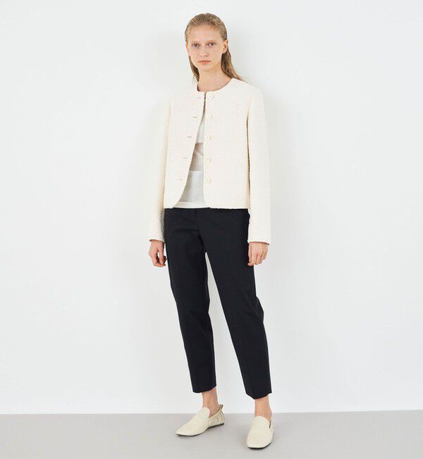 DES PRES「コットンブークレー クルーネックジャケット」|ノーカラージャケット|