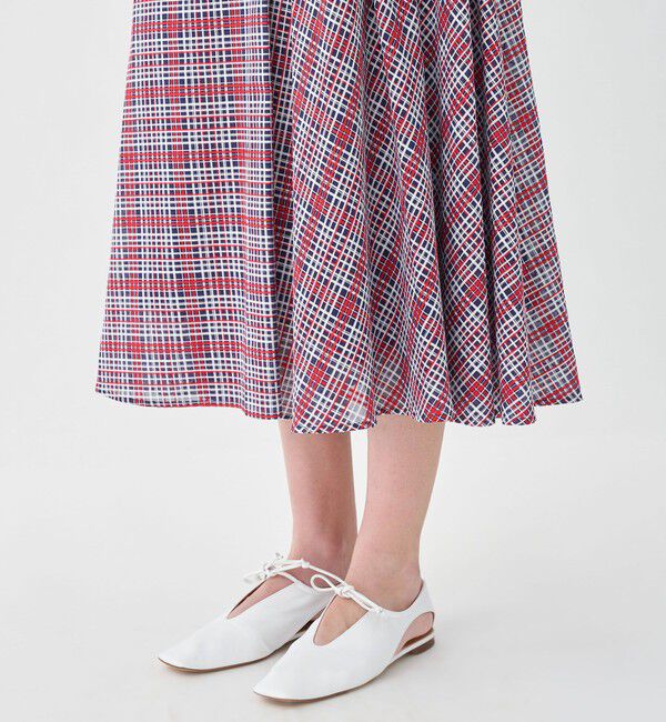 TOMORROWLAND collection「クレールチェック アシンメトリースイングスカート」|フレア|