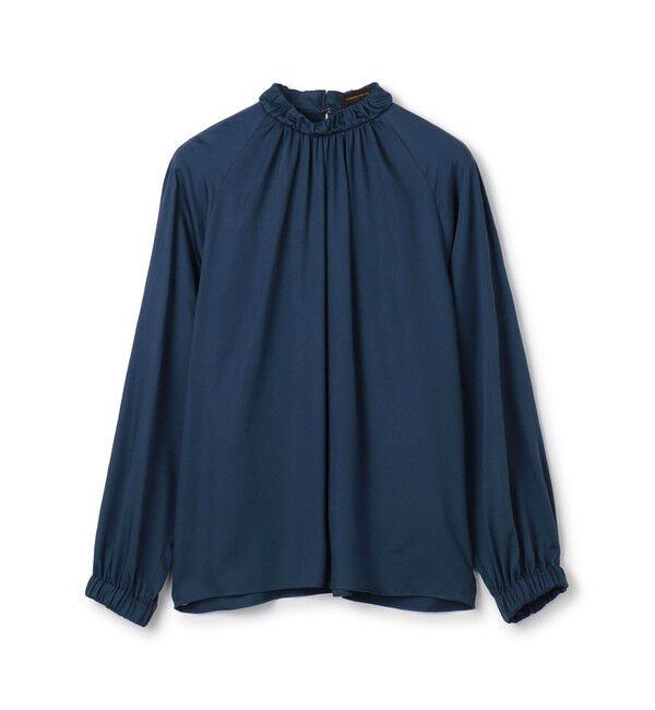 TOMORROWLAND collection「ウォッシャブルサテン スタンドギャザーカラーブラウス」|シャツ・ブラウス|67 ダークブルー