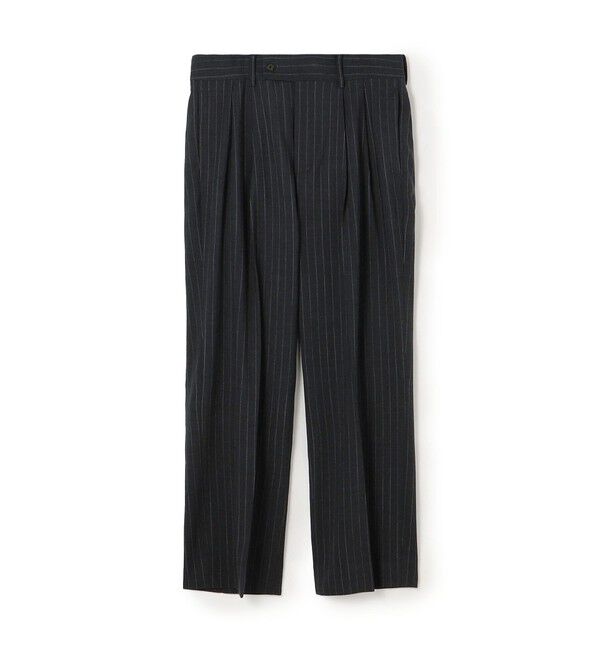 TOMORROWLAND MENS「ポリエステルウールツイル 2プリーツストレートパンツ」|スラックス|18 ブラック系