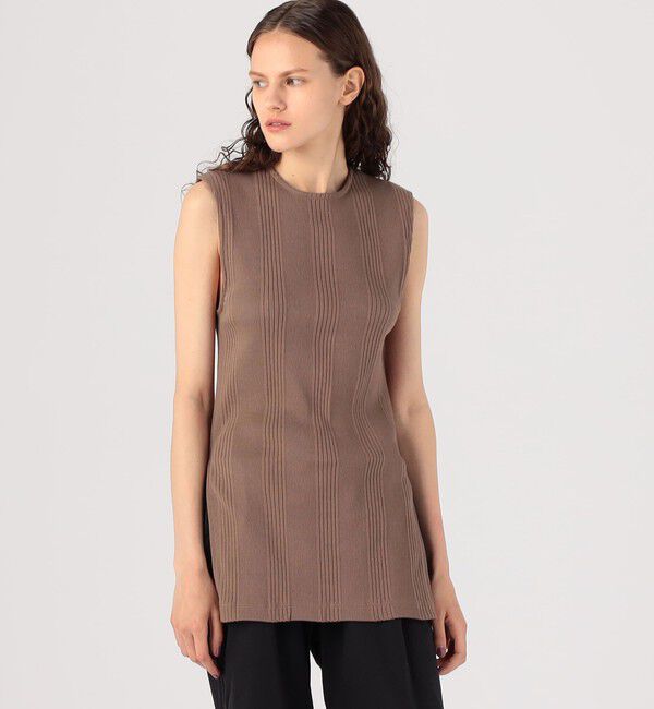 MACPHEE「コットンランダムリブ ノースリーブプルオーバー」|タンクトップ|