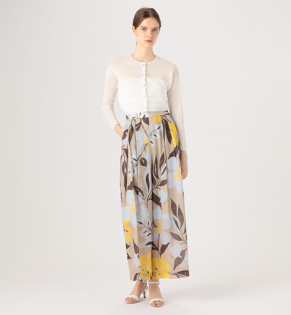 Ballsey「ベルフラワープリント タックワイドパンツ」|その他|