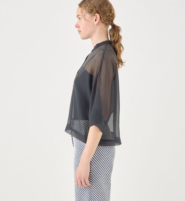 TOMORROWLAND collection「シアーオーガンジー スタンドカラーシースルーブラウス」|シャツ・ブラウス|