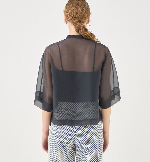 TOMORROWLAND collection「シアーオーガンジー スタンドカラーシースルーブラウス」|シャツ・ブラウス|