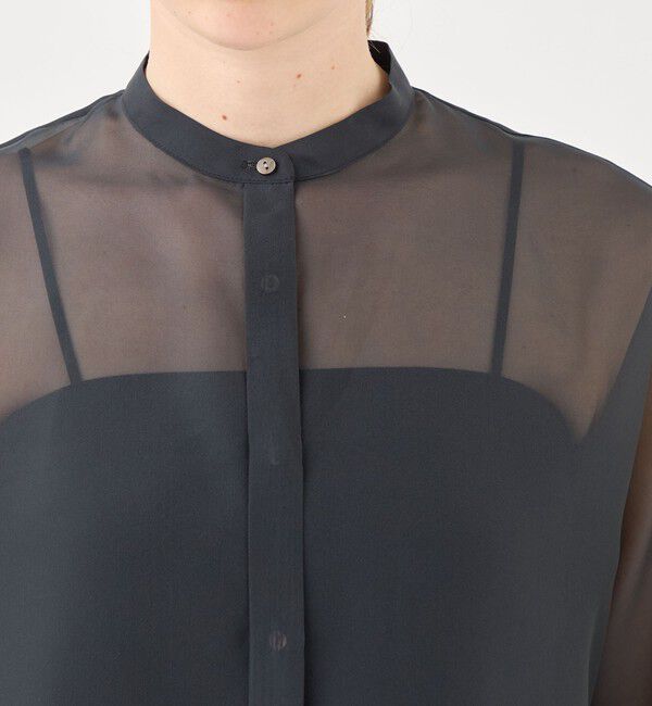 TOMORROWLAND collection「シアーオーガンジー スタンドカラーシースルーブラウス」|シャツ・ブラウス|