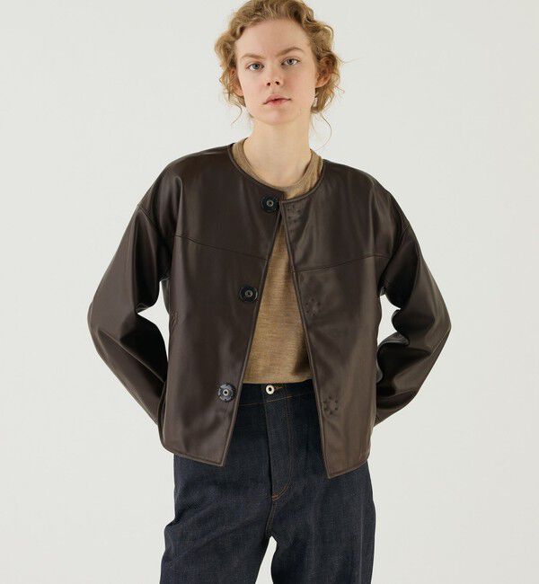 GALERIE VIE「ラムレザー カラーレスライダージャケット」|ライダースジャケット|
