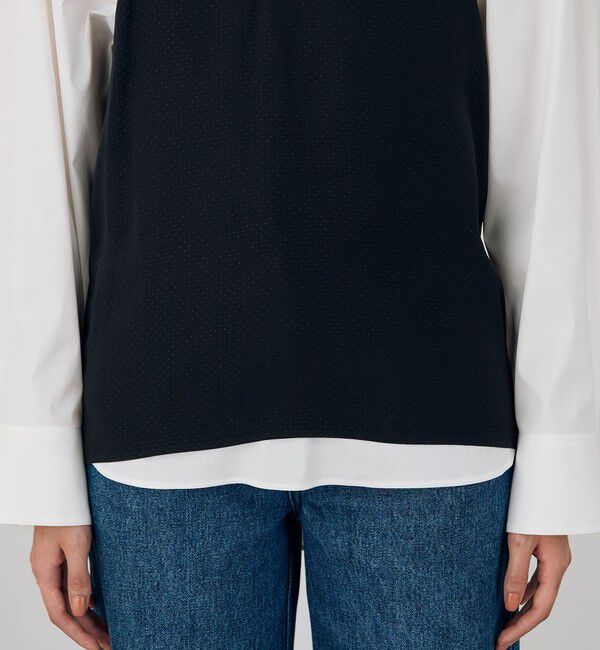 DES PRES「ドットジャカード Uネックノースリーブブラウス」|シャツ・ブラウス|