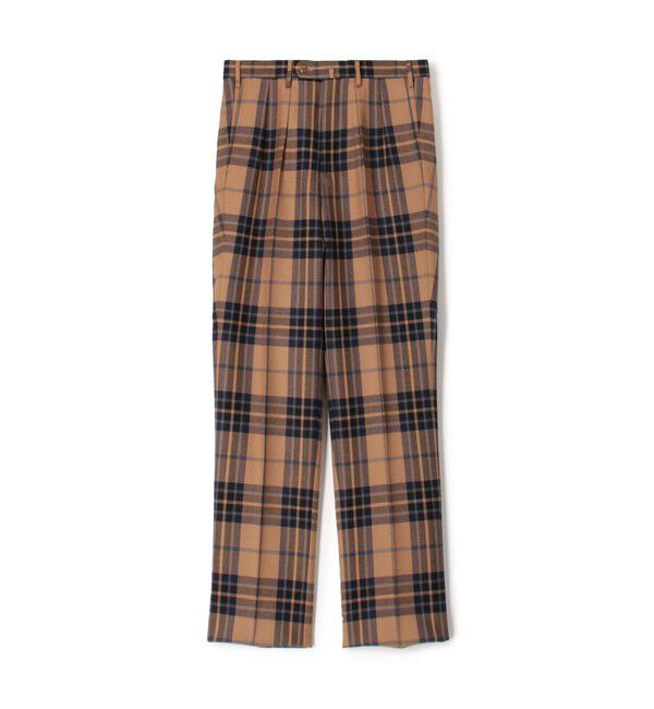 TOMORROWLAND MENS「ウールギャバジン タータンチェック イン2プリーツストレートスラックス」|スラックス|46 ブラウン系