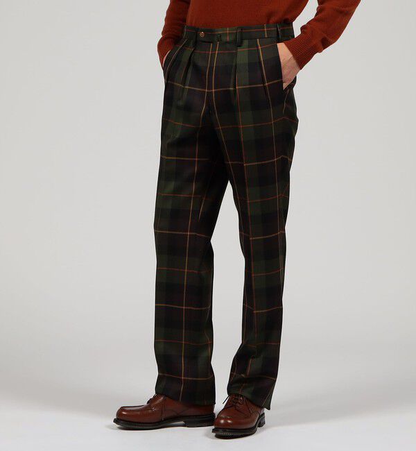 TOMORROWLAND MENS「ウールギャバジン タータンチェック イン2プリーツストレートスラックス」|スラックス|