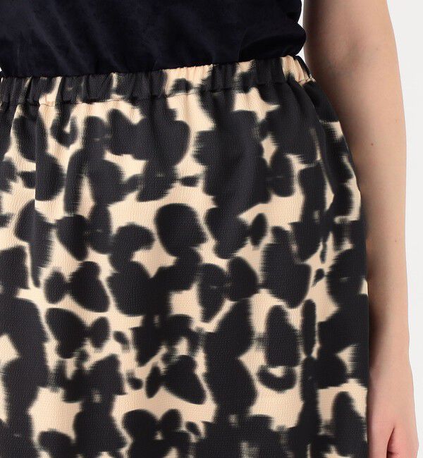 MACPHEE「ブルリープリント アシンメトリーギャザースカート」|フレア|