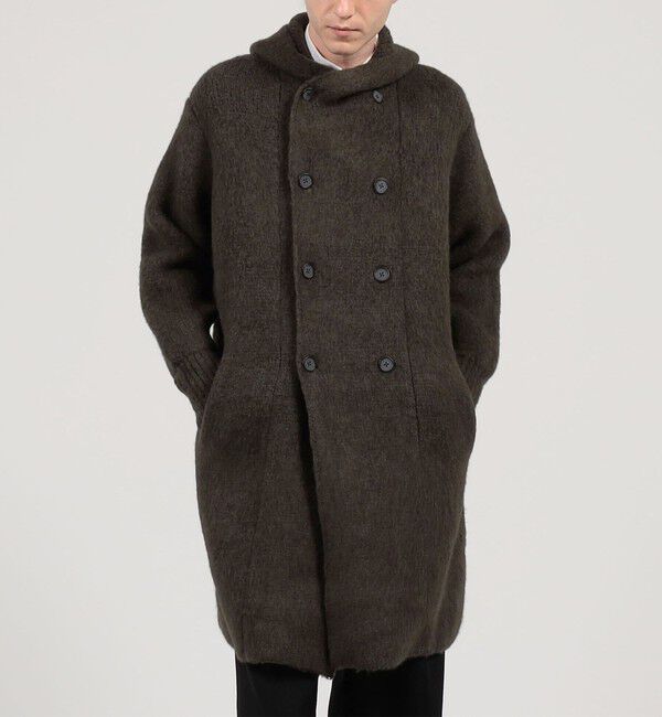 TOMORROWLAND MENS「ウール カシミヤ シルク フーデット ダブルブレスト ニットコート」|ニット・セーター|