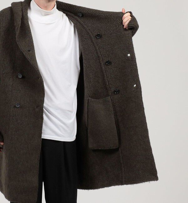 TOMORROWLAND MENS「ウール カシミヤ シルク フーデット ダブルブレスト ニットコート」|ニット・セーター|