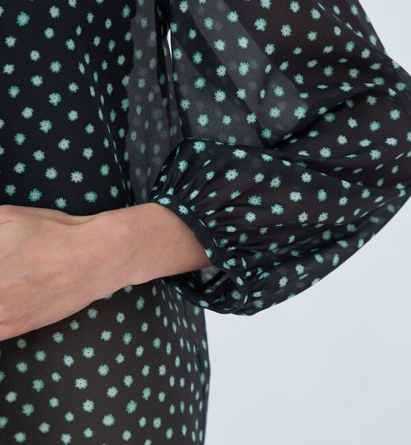 Ballsey「シアーフラワープリント フリルギャザーブラウス」|シャツ・ブラウス|