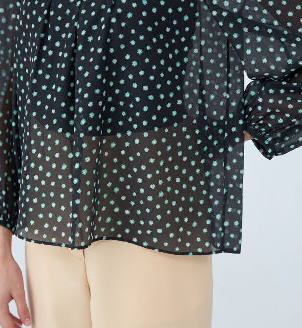 Ballsey「シアーフラワープリント フリルギャザーブラウス」|シャツ・ブラウス|