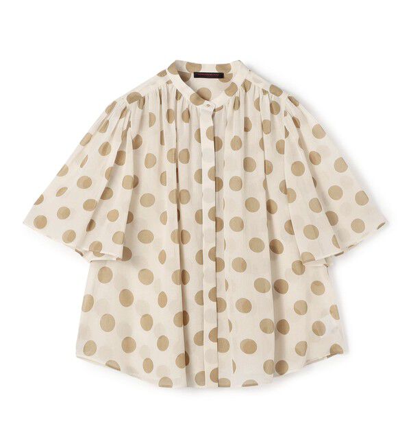 TOMORROWLAND collection「コインドットプリント フレアーベルスリーブブラウス」|シャツ・ブラウス|42 ベージュ系