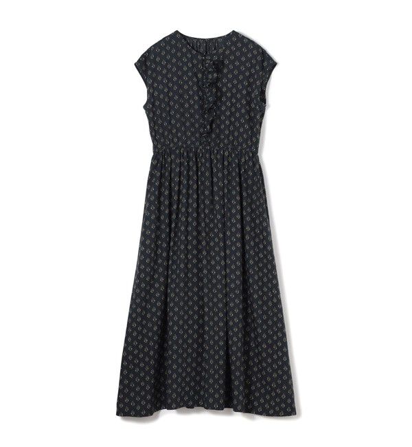 SOULEIADO「レーヨンプリント アシンメトリーフリルワンピース」|ワンピース|18 ブラック系