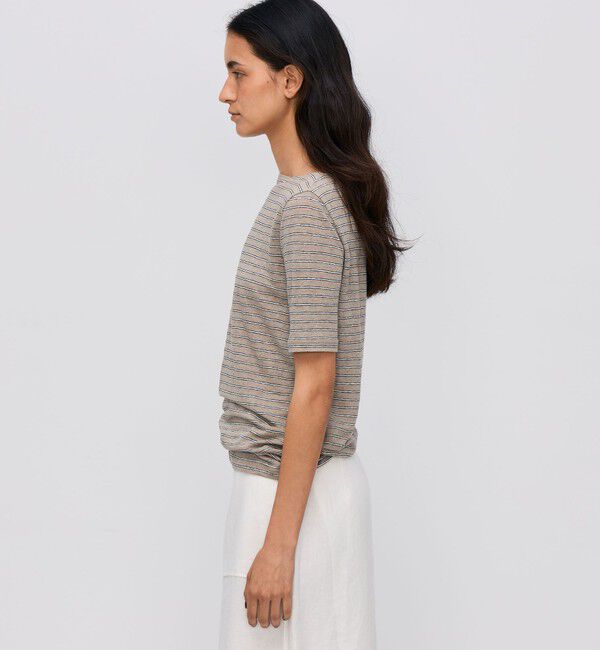 BACCA「リネンボーダー ハーフスリーブTシャツ」|Tシャツ・カットソー|