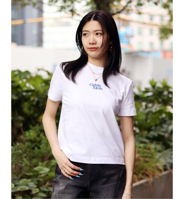 JOINT WORKS「Calvin Klein /カルバン クラインSS FLOCKED LOGO CREWNK TEE」|Tシャツ・カットソー|ホワイト