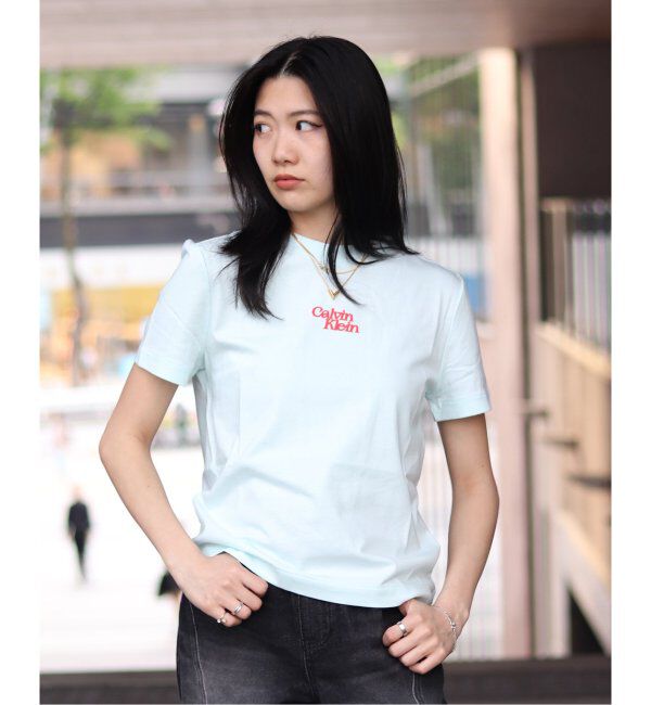 JOINT WORKS「Calvin Klein /カルバン クラインSS FLOCKED LOGO CREWNK TEE」|Tシャツ・カットソー|イエロー