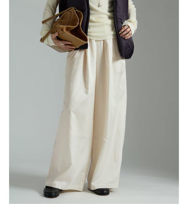 VERMEIL par iena「シルクライクサテン リラックスパンツ」|その他|ホワイト