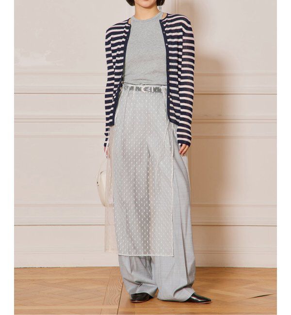 IENA LA BOUCLE「IENA LA BOUCLE 総針針抜きボーダークルーカーディガン」|ニット・セーター|