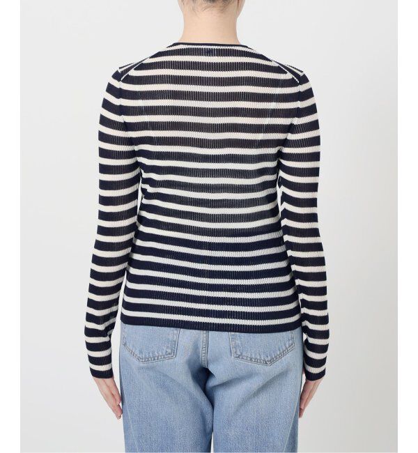 IENA LA BOUCLE「IENA LA BOUCLE 総針針抜きボーダークルーカーディガン」|ニット・セーター|