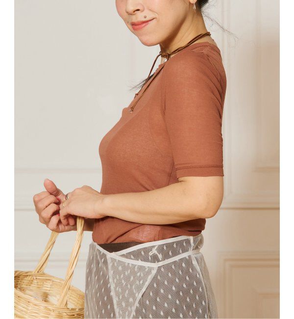 IENA LA BOUCLE「《追加》IENA LA BOUCLE 水撚りガスフライス半袖プルオーバー」|Tシャツ・カットソー|