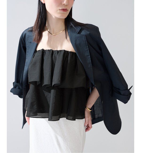 VERMEIL par iena「ベアトップギャザーブラウス」|シャツ・ブラウス|ブラック