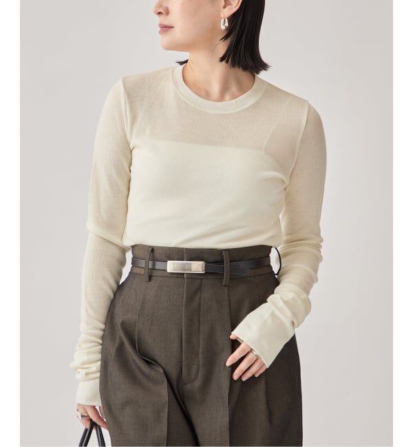 VERMEIL par iena「wool100 RIB クループルオーバー」|Tシャツ・カットソー|ナチュラル