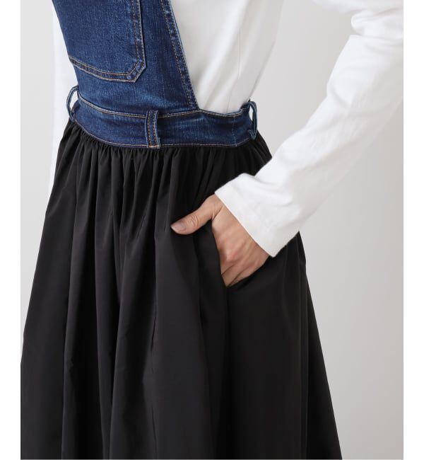 SLOBE IENA「ESTHE/エステ Denim and Poplin Dungaree Maxi Dre」|ワンピース|