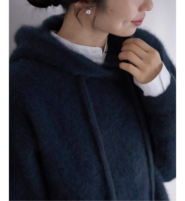 IENA「FLUFFYフーディー」|ニット・セーター|ネイビー