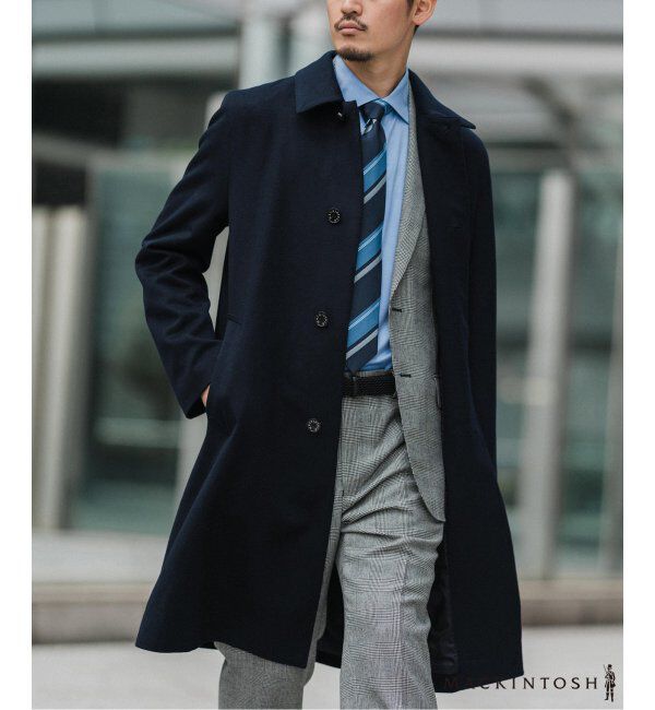 EDIFICE「MACKINTOSH(マッキントッシュ) 別注 DUNKELD/ダンケルド BT Loro Piana Fabric」|ステンカラーコート|ネイビー