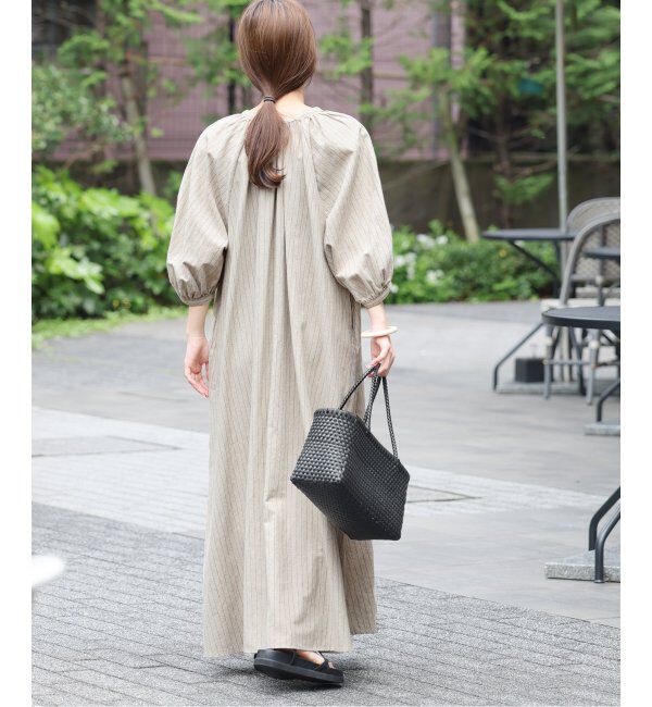 JOURNAL STANDARD relume「リネンコットンラグランギャザーワンピースストライプ」|ワンピース|