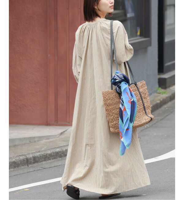 JOURNAL STANDARD relume「リネンコットンラグランギャザーワンピースストライプ」|ワンピース|