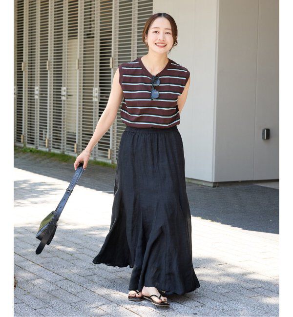 JOURNAL STANDARD「《追加3》汗ジミ防止天竺ボーダーノースリーブ」|Tシャツ・カットソー|