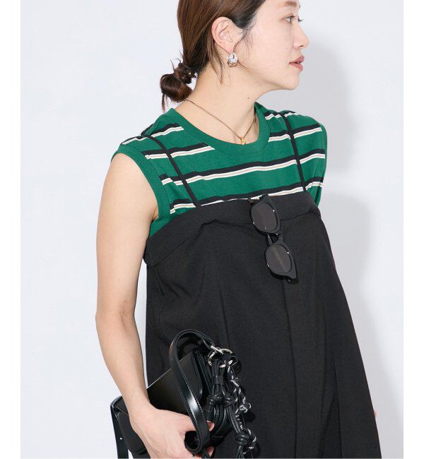 JOURNAL STANDARD「《追加3》汗ジミ防止天竺ボーダーノースリーブ」|Tシャツ・カットソー|