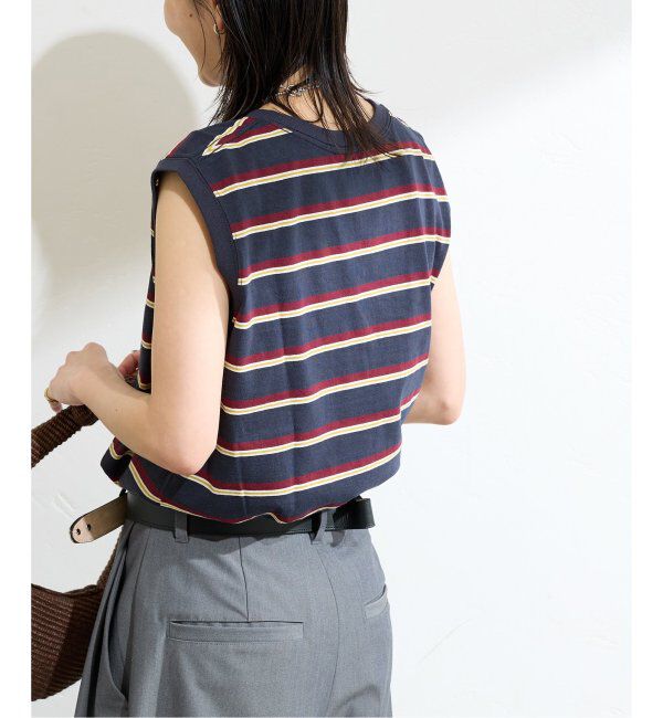 JOURNAL STANDARD「《追加3》汗ジミ防止天竺ボーダーノースリーブ」|Tシャツ・カットソー|