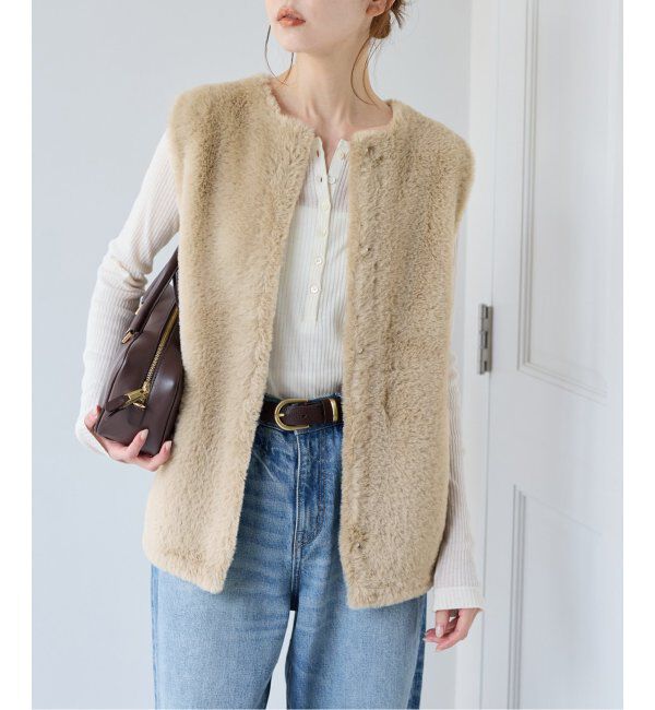 JOURNAL STANDARD「《追加》ダブルフェイスフェザークルーネックベスト」|ベスト・ジレ|