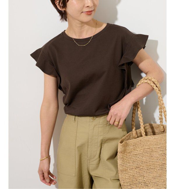 JOURNAL STANDARD relume「《WEB限定追加2》フリルスリーブTシャツ」|Tシャツ・カットソー|ブラウン