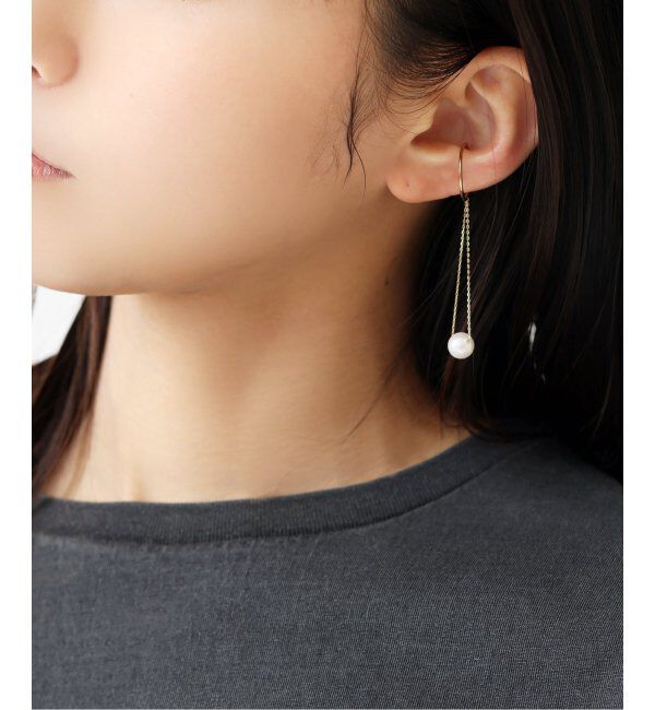 Lilas by Spick&Span「アコヤ1粒チェーンイヤーカフ K10」|イヤリング|ゴールド