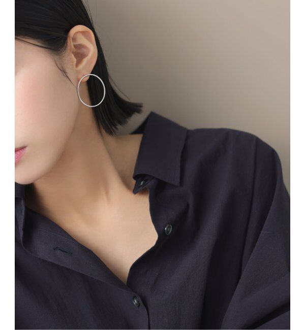 Lilas by Spick&Span「1.5パイプ3.4cmサークルピアスWG K10」|ピアス|シルバー