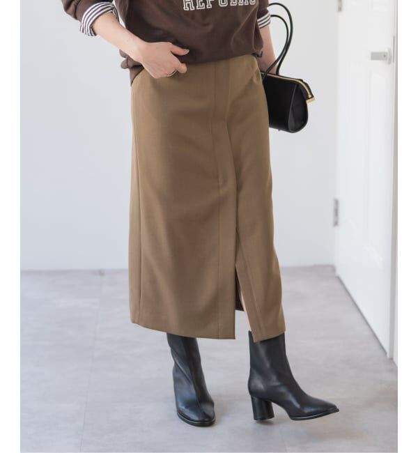 Spick and Span「ダブルクロスIラインスカート」|スカート|ブラウン
