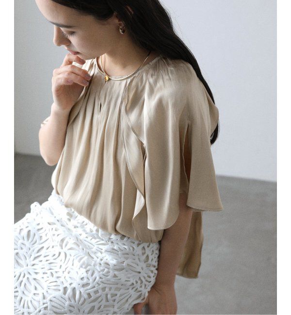  「【洗える】2WAYラッフルブラウス」|シャツ・ブラウス|