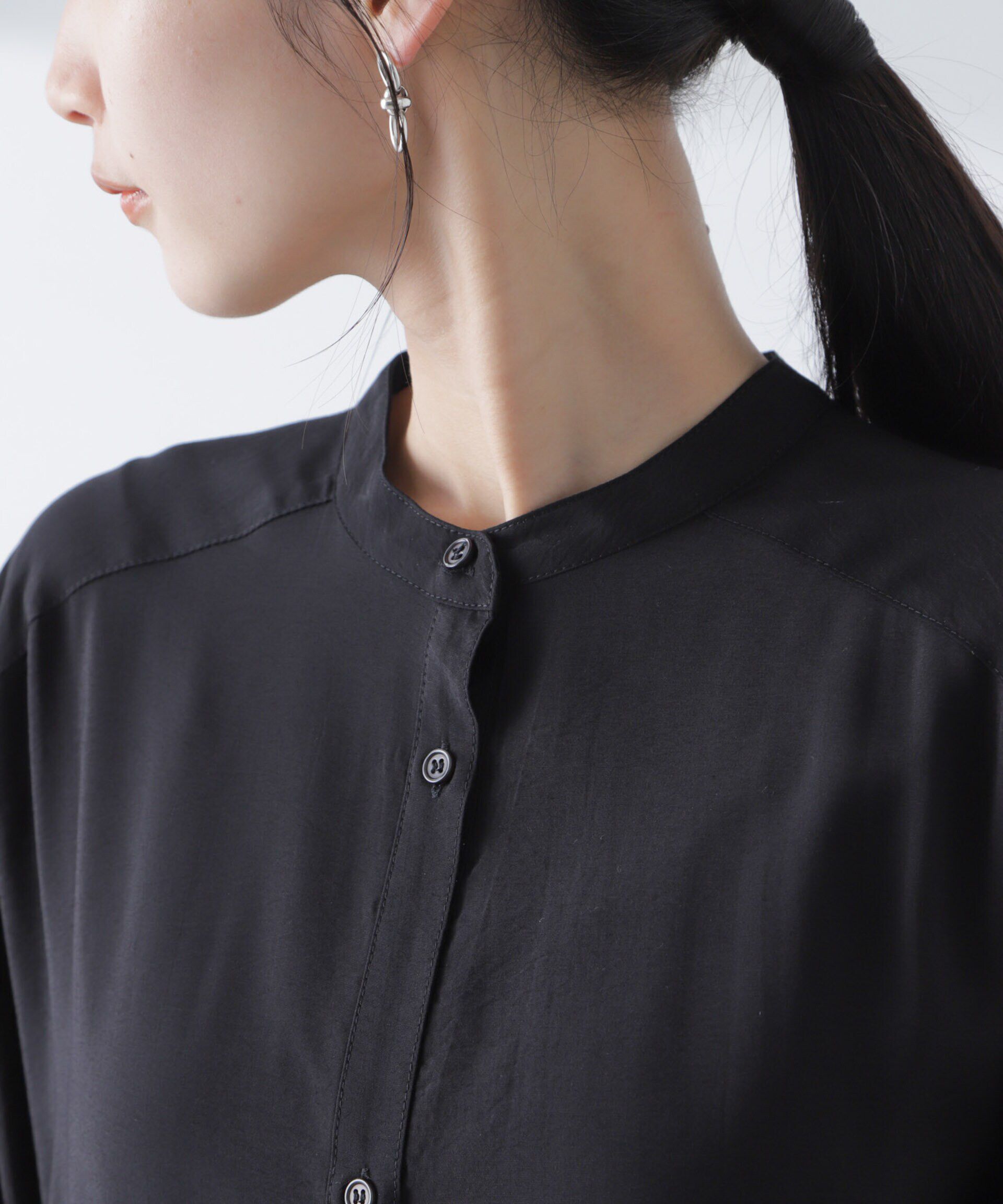 nano･universe「ギャザーヘムスタンドカラーワンピース」|ワンピース|