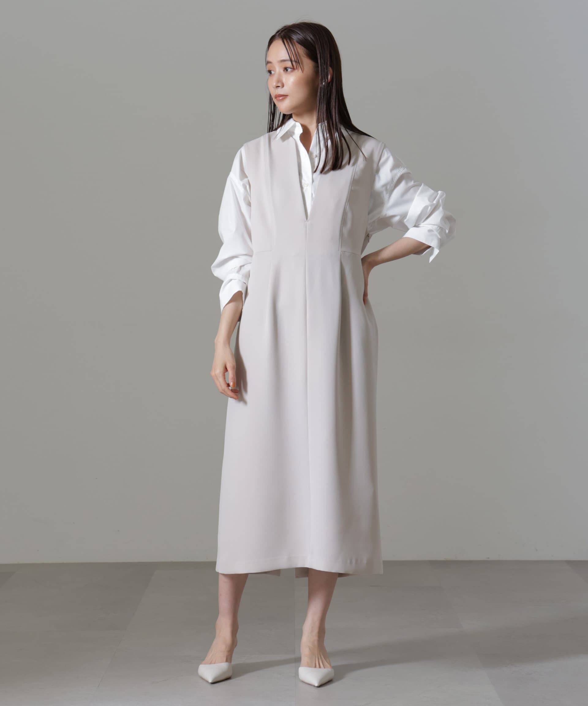 nano･universe「イージーケアダブルクロス ノースリーブワンピース(セットアップ可)」|ワンピース|